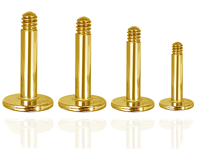 SS316L GOLD PVD STEEL LABRET PINS (STEMS)