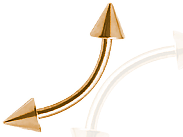 SS316L GOLD PVD STEEL MICRO BANANAS WITH CONES