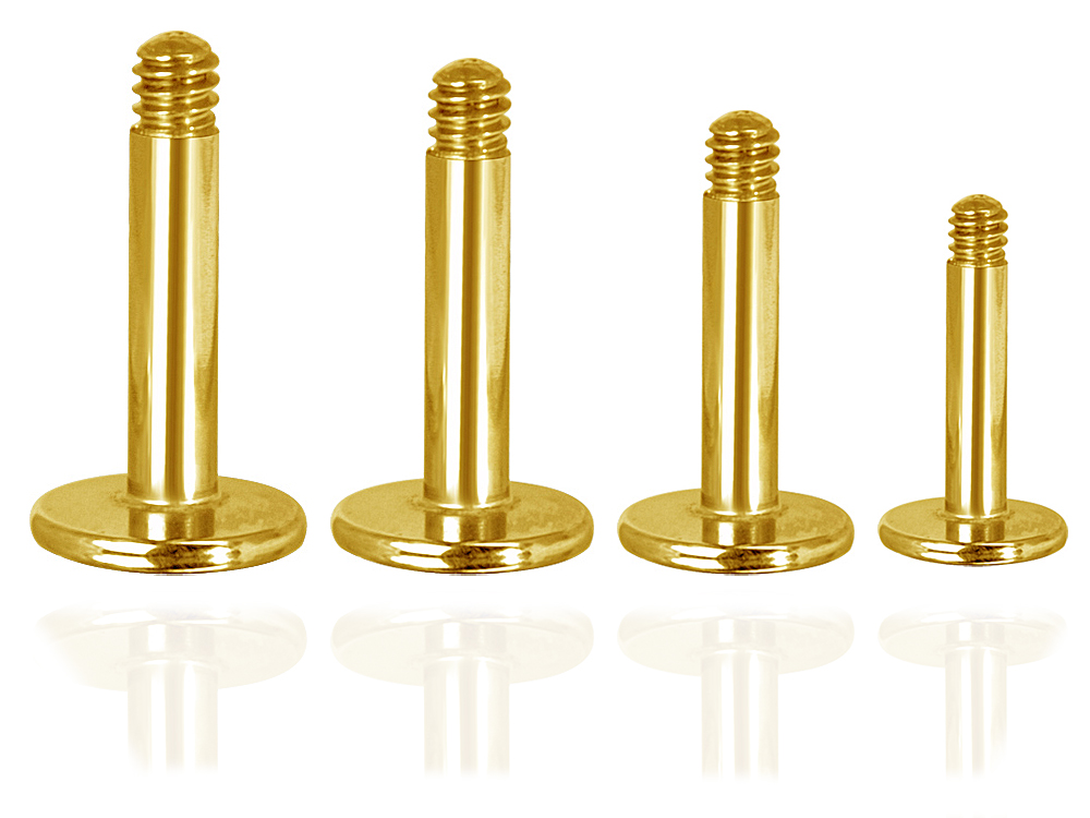 SS316L GOLD PVD STEEL MICRO LABRET PINS (STEMS)
