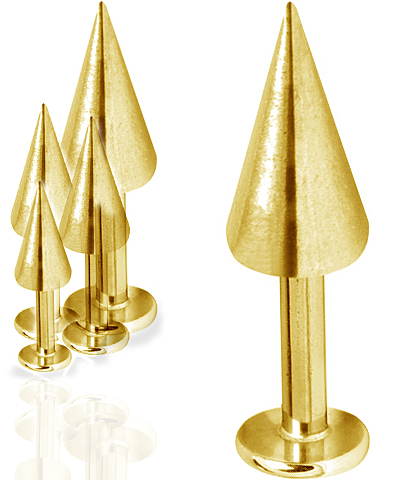 SS316L GOLD PVD STEEL MICRO LABRETS WITH CONE