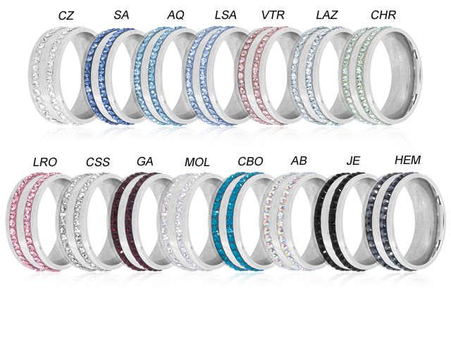 SS316L CRYSTAL RINGS (SWAROVSKI CRYSTALS)