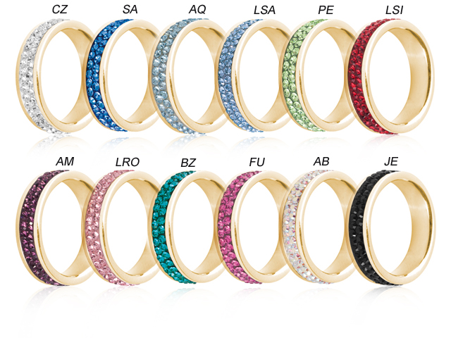 SS316L GOLD PVD STEEL CRYSTAL RINGS (SWAROVSKI CRYSTALS)