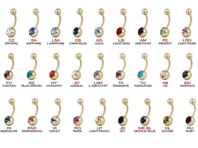 SS316L ZIRCON STEEL JEWELLED BANANAS