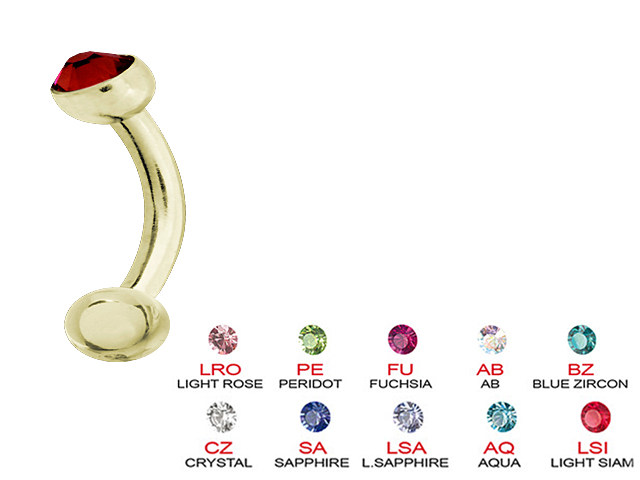 SS316L ZIRCON STEEL JEWELLED MICRO BANANAS