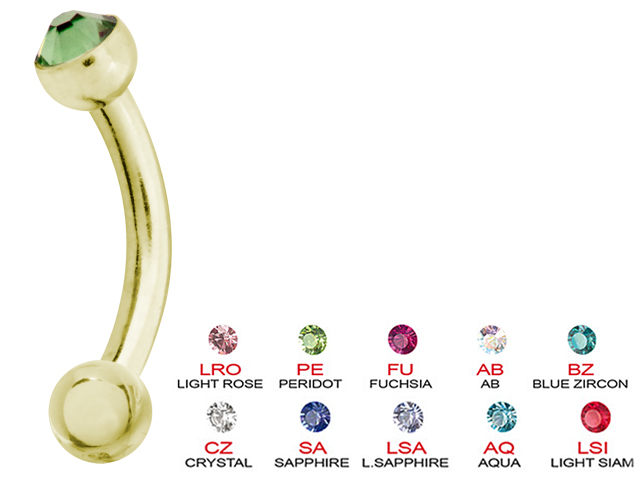 SS316L ZIRCON STEEL JEWELLED MICRO BANANAS (2.5MM)