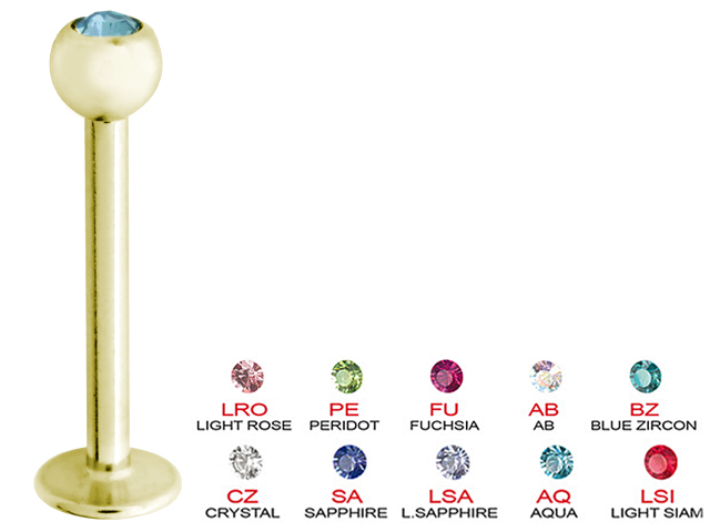 SS316L ZIRCON STEEL JEWELLED MICRO LABRETS