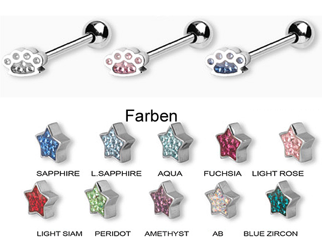 SS316L BARBELLS WITH CRYSTAL ATT. (GLOSS FINISH KNUKKLE RING)