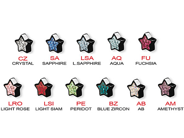 SS316L BLACK PVD CRYSTAL TONGUE ATTACHMENTS (GLOSS FINISH STAR)