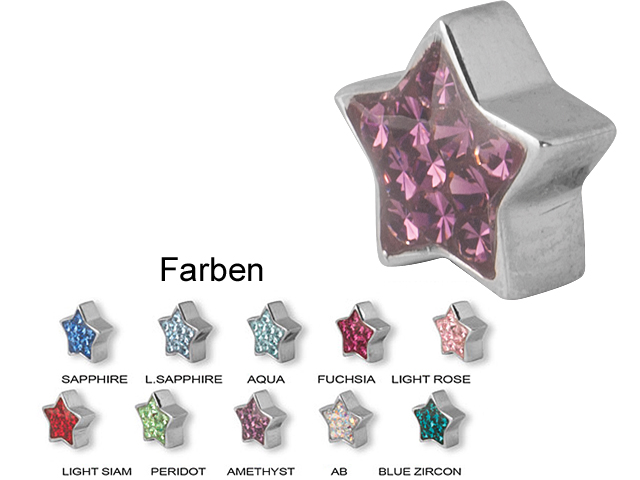 SS316L CRYSTAL TONGUE ATTACHMENTS (GLOSS FINISH STAR)