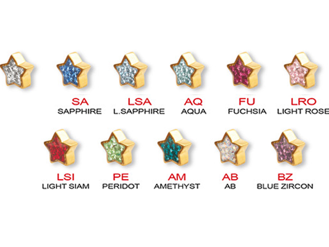 SS316L PVD GOLD CRYSTAL TONGUE ATTACHMENTS (GLOSS FINISH STAR)