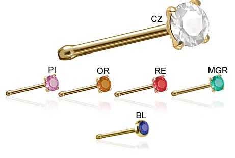 14K GOLD JEWELLED NOSEBONES WITH CLAW SETTING