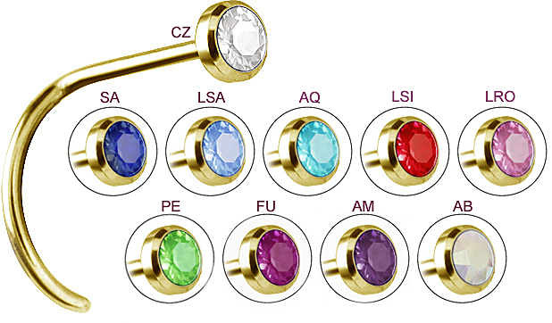 14K GOLD JEWELLED NOSESTUDS