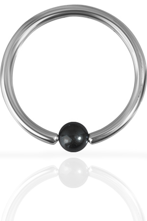 TITANIUM BALL CLOSURE RINGS WITH HEMATITE BALL