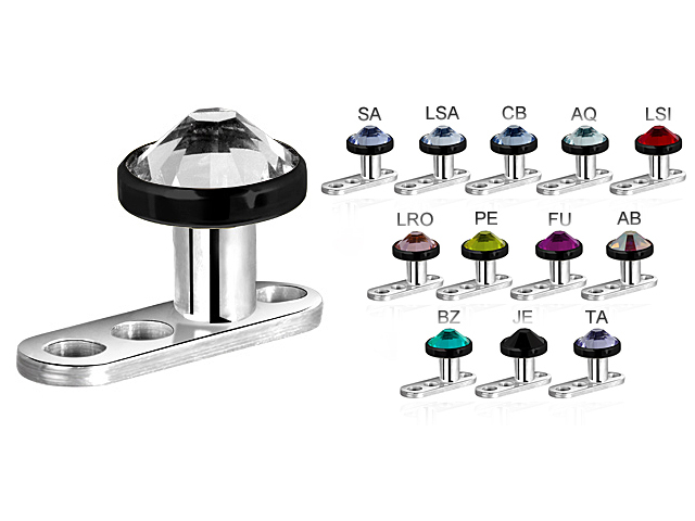 TITANIUM DERMAL ANCHOR WITH BLACK JEWELLED DISC (1.2MM INTERNAL)