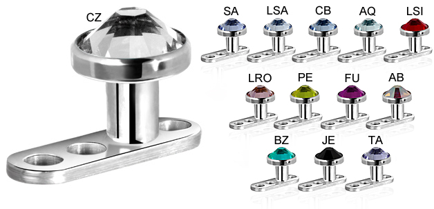 TITANIUM DERMAL ANCHOR WITH JEWELLED DISC (1.2MM INTERNAL)