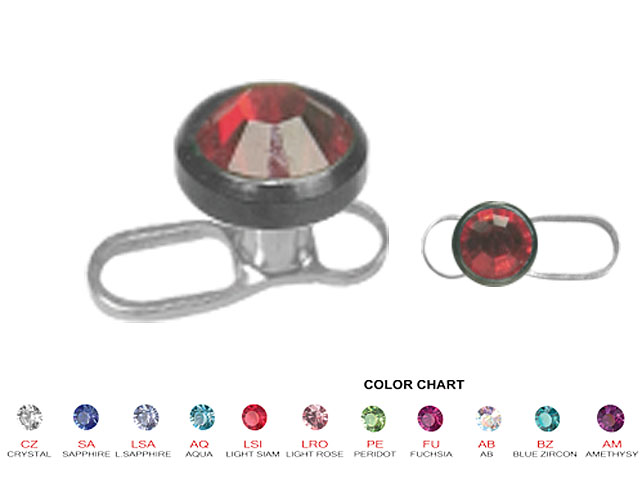 TITANIUM OPEN STYEL DERMAL ANCHOR WITH BLACK JEWELLED DISC (1.2M