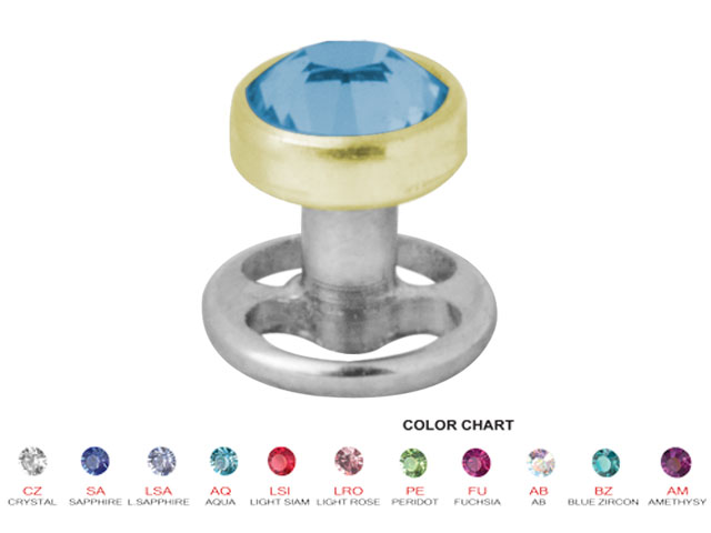 TITANIUM SKINDIVER W.ZIRCON GOLD JEW. DISC (WHEEL SHAPE 0.8MM IN