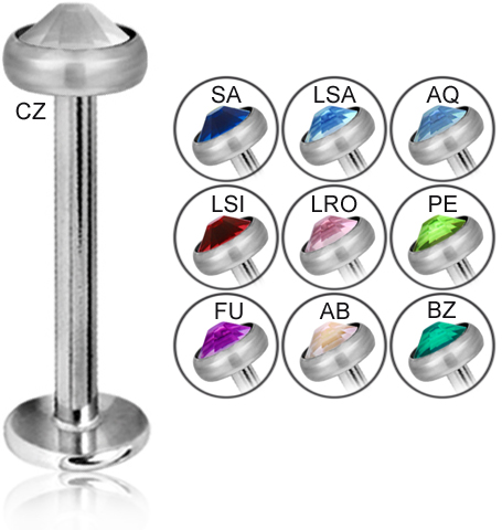 INT. THREADED MICRO TITANIUM LABRET WITH JEWELLED DISC
