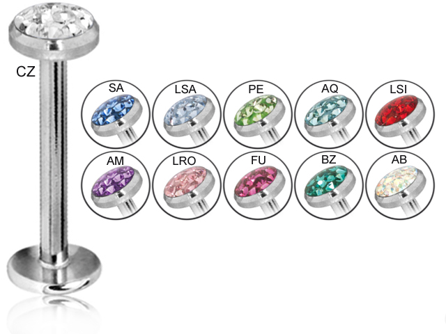 INT. THREADED TITANIUM MICRO LABRET WITH CRYSTAL JEW. DISC