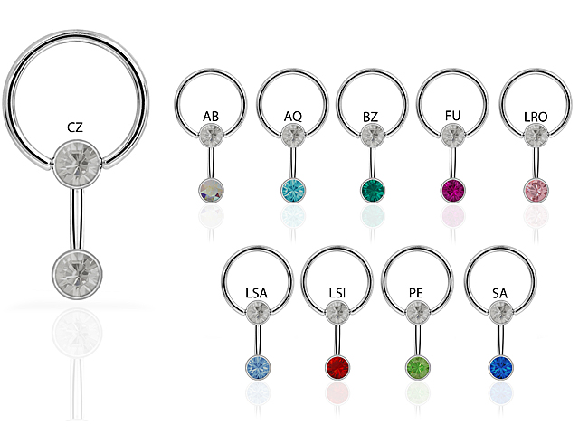 DOUBLE JEWELLED TITANIUM FLAT BCR FOR UPPER LIP