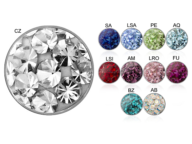 TITANIUM JEWELLED CRYSTAL FLAT DISC FOR UPPER LIP BCR