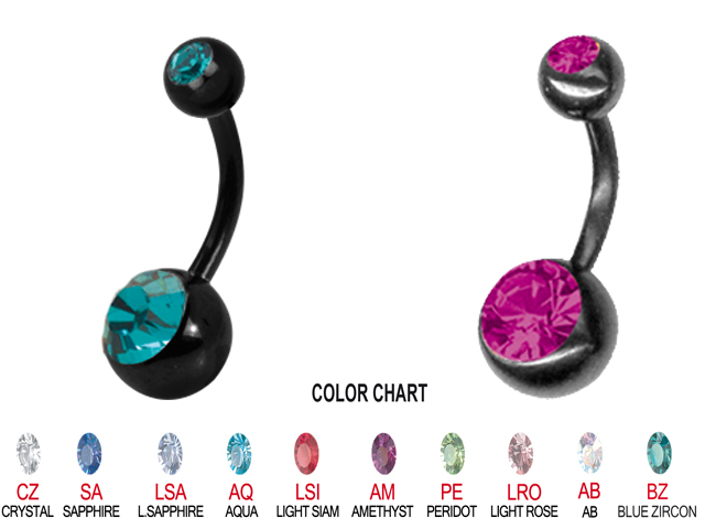 BLACK DOUBLE JEWELLED TITANIUM BANANAS