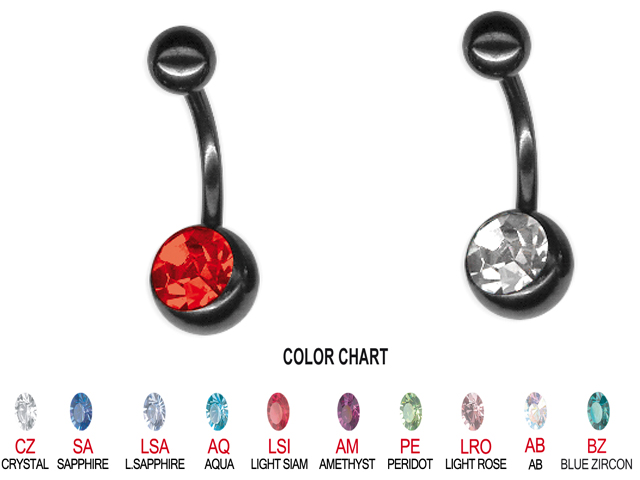 BLACK SINGLE JEWELLED TITANIUM BANANAS