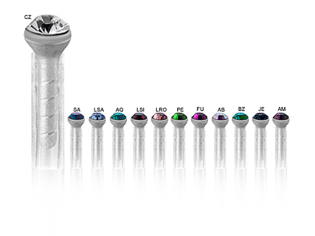 BIOPLAST NOSEBONES WITH JEWELLED SILVER ATTACHMENT