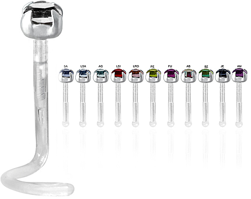 BIOPLAST NOSESTUDS WITH JEWELLED SILVER ATTACHMENT