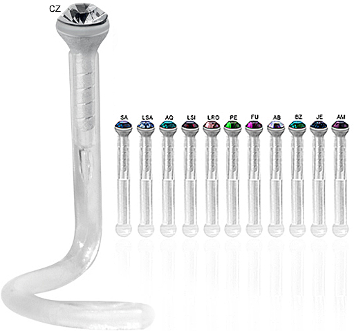 BIOPLAST NOSESTUDS WITH JEWELLED SILVER ATTACHMENT