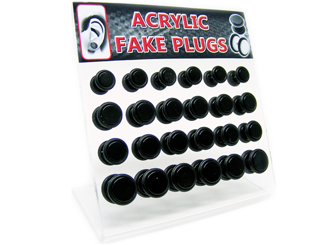 Display Acryl Fake Plugs  "Black" (24 Stück)