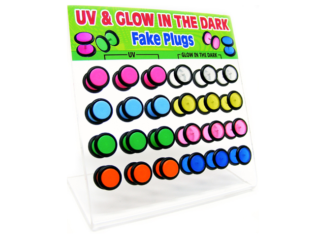 Display UV & Glow in the Dark Fake Plugs (24 Stück)