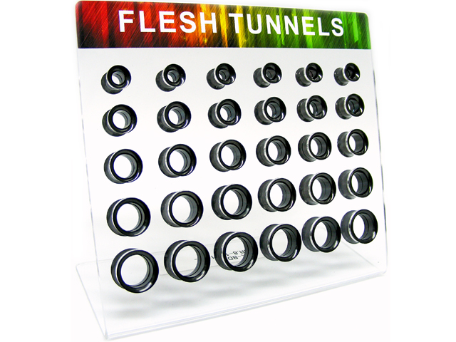 Display Flesh Tunnels BDFEI "Black" (30 Stück)