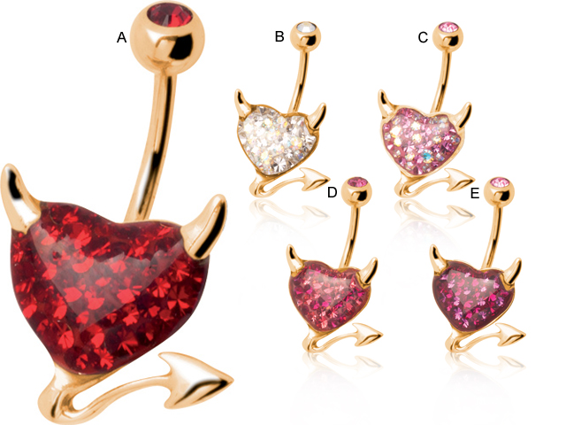 SS316L GOLD PVD DEVILHEART BANANA ( GLOSS FINISH )