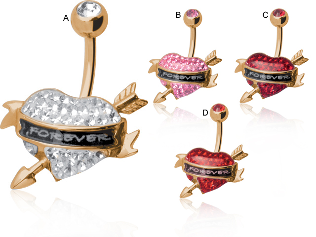 SS316L GOLD PVD FOREVER HEART BANANA ( GLOSS FINISH )