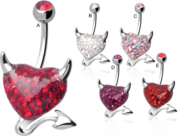 SS316L CRYSTAL DEVIL HEART BANANA ( GLOSS FINISH )