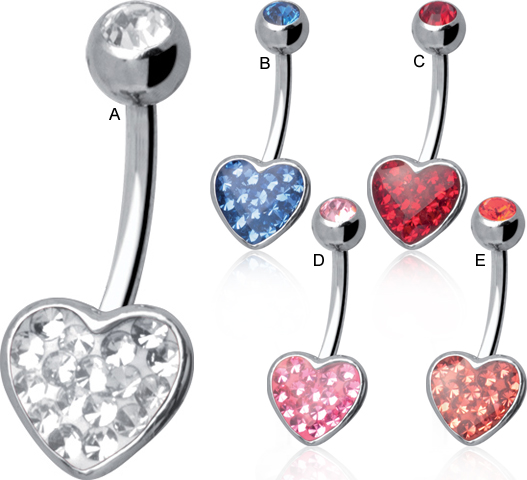 SS316L CRYSTAL HEART BANANA  ( GLOSS FINISH )