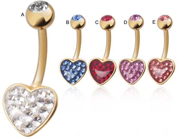 SS316L GOLD PVD HEART01 BANANA ( GLOSS FINISH )