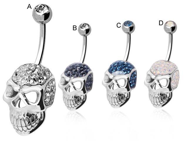 SS316L CRYSTAL SKULL BANANA ( GLOSS FINISH )