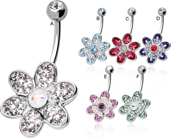 SS316L CRYSTAL FLOWER BANANA ( GLOSS FINISH )