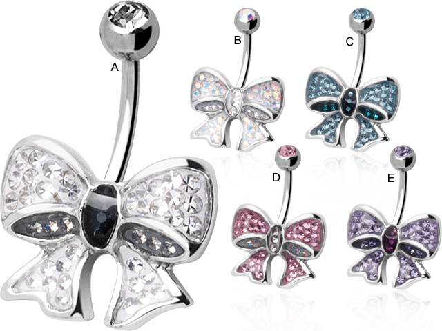 SS316L CRYSTAL BOW BANANA ( GLOSS FINISH )