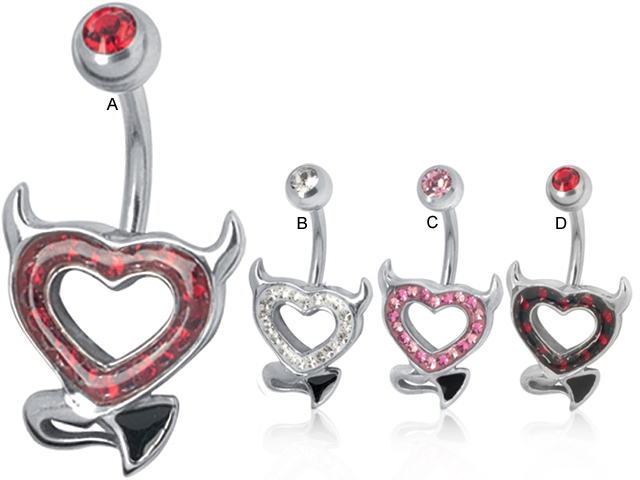 316L NAVAL BANANA CRYSTAL DEVIL HEART (GLOSS FINISHED )