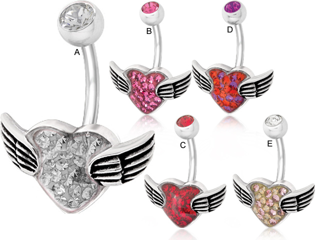 SS316L CRYSTAL FREE HEART BANANA