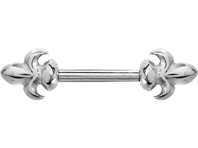 SS316L CASTING NIPPLE SHIELD BARBELL, (FLUER DE LIS)