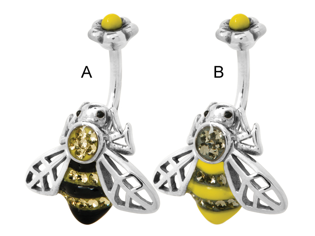 316L CASTING NAVAL BANANA - CRYSTAL BEE W. FLOWER CLOSURE BALL