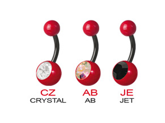 ENAMEL SS316L BLACK STEEL JEWELLED BANANAS, red