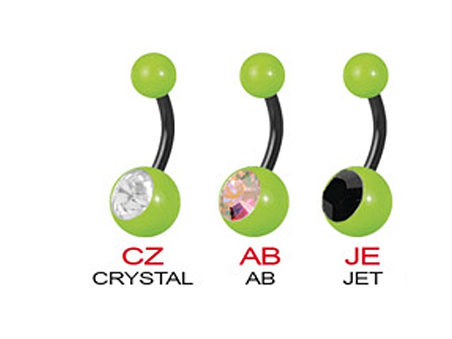 ENAMEL SS316L BLACK STEEL JEWELLED BANANAS, green