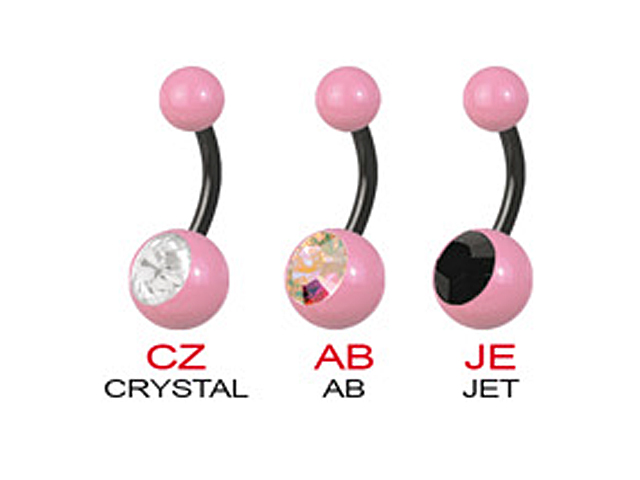 ENAMEL SS316L BLACK STEEL JEWELLED BANANAS, rose