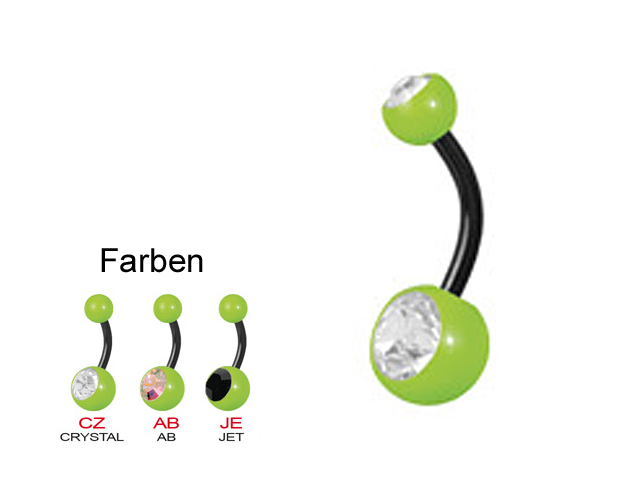 ENAMEL SS316L BLACK STEEL DOUBLE JEWELLED BANANAS, green