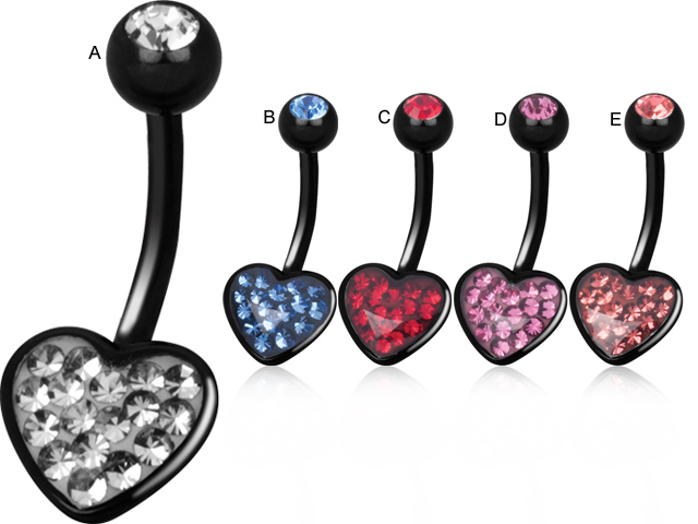 SS316L BLACK STEEL PVD HEART BANANA ( GLOSS FINISH )